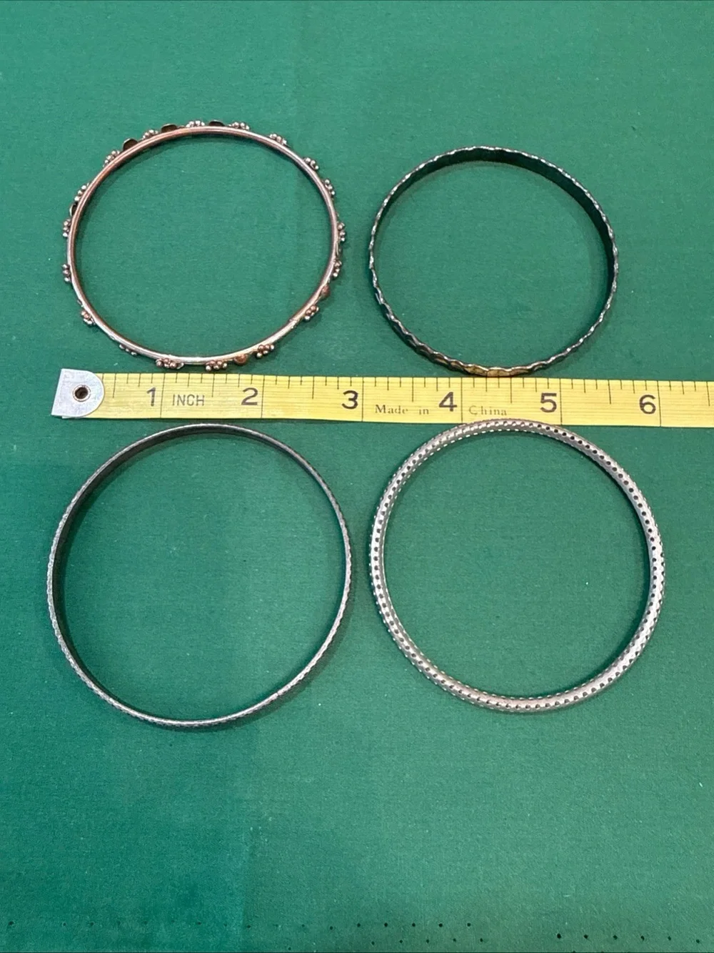 Mixed Metal Textured Bangle Bracelet Set - Women Jewelry 97 D